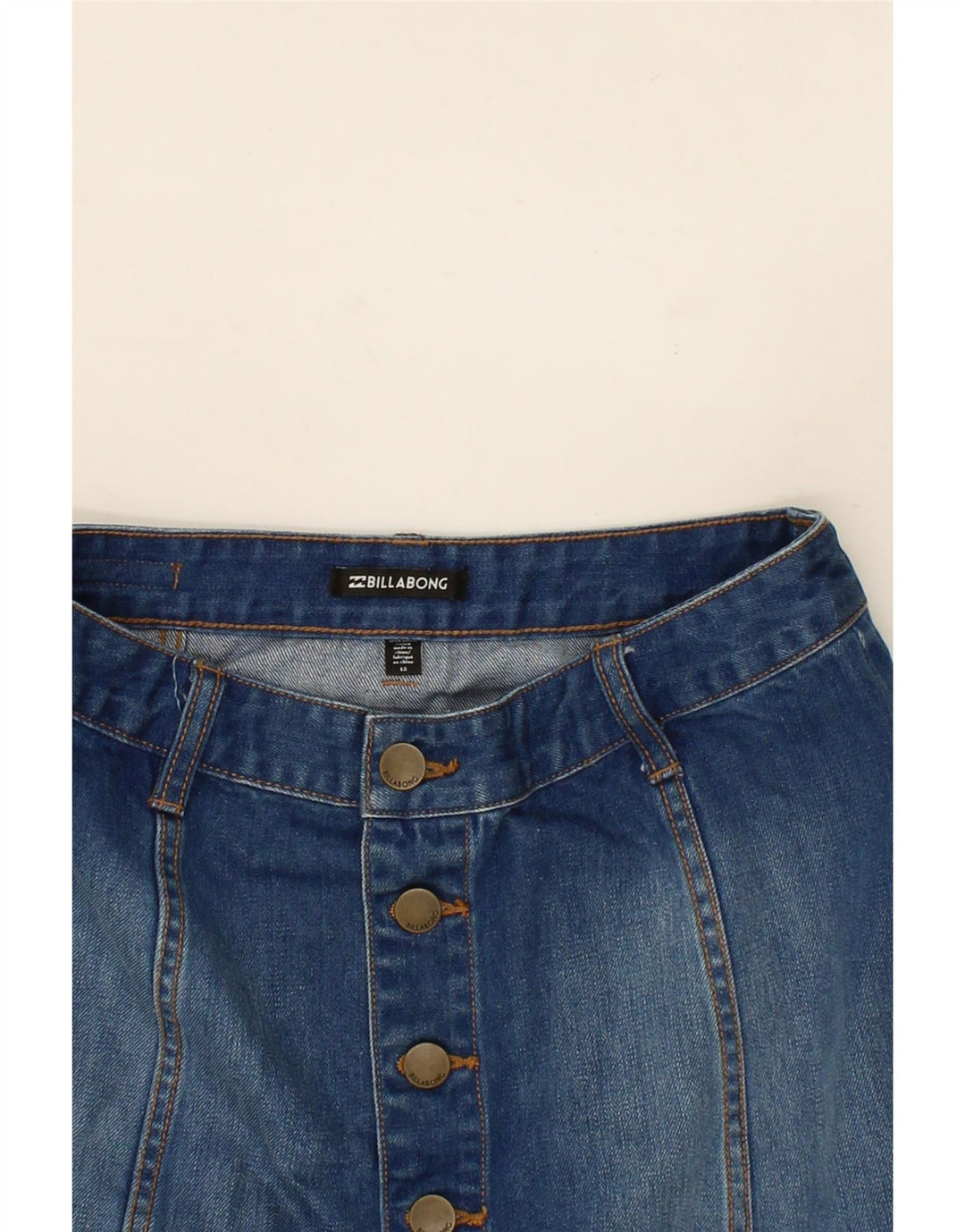BILLABONG Womens Denim Skirt UK 12 Medium W28 Blue Cotton Vintage Billabong and Second-Hand Billabong from Messina Hembry 