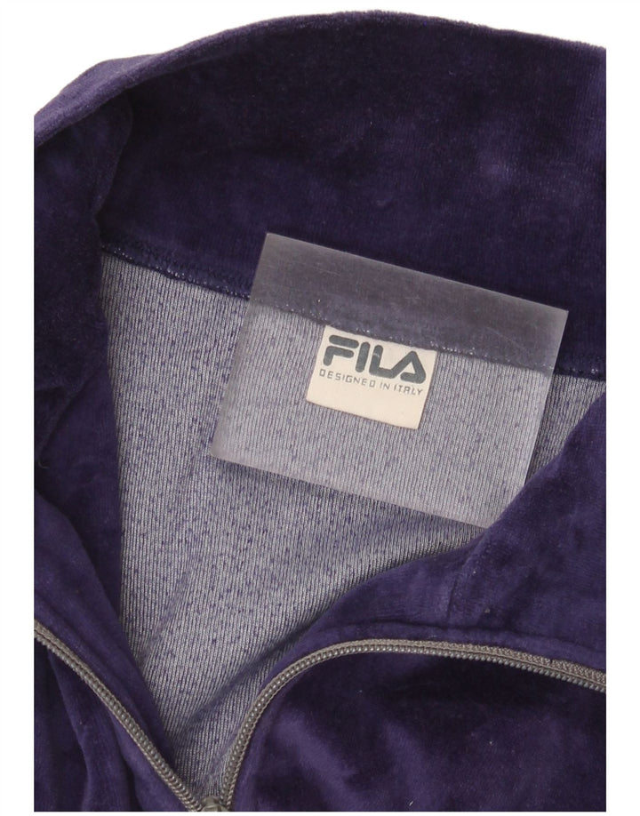 FILA Womens Velvet Tracksuit Top Jacket UK 16 Large Purple