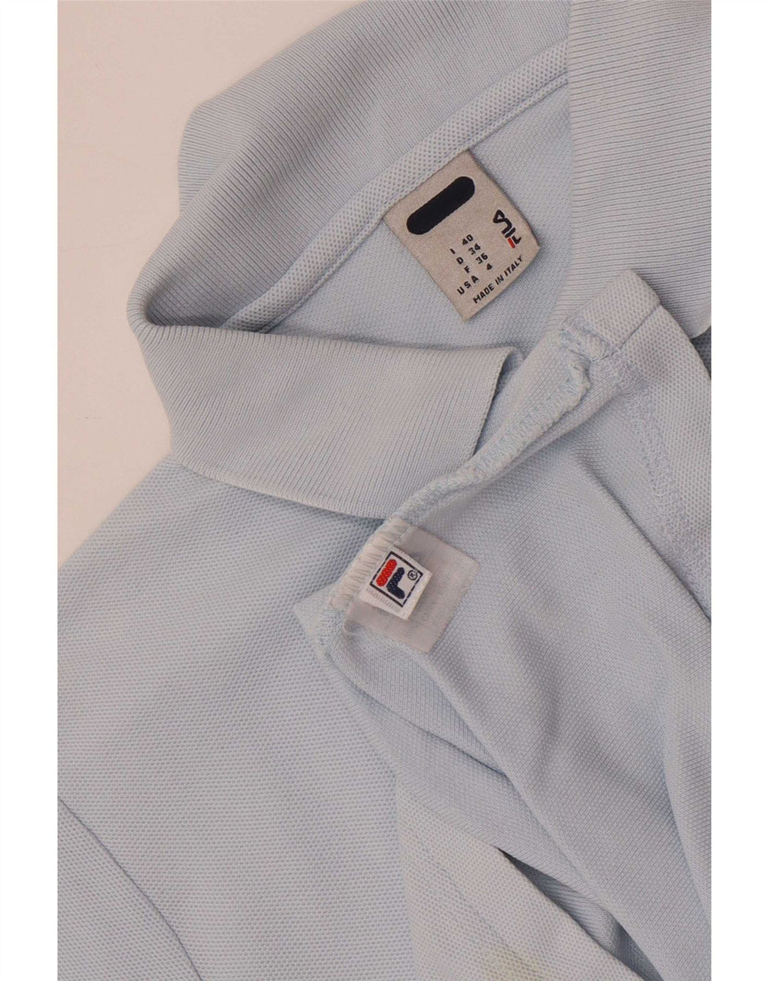 Fila Womens Crop Polo Shirt IT 40 Small Blue Cotton