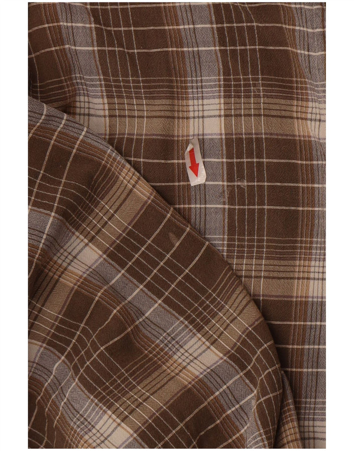 Trussardi Mens Flannel Shirt XL Brown Check Cotton