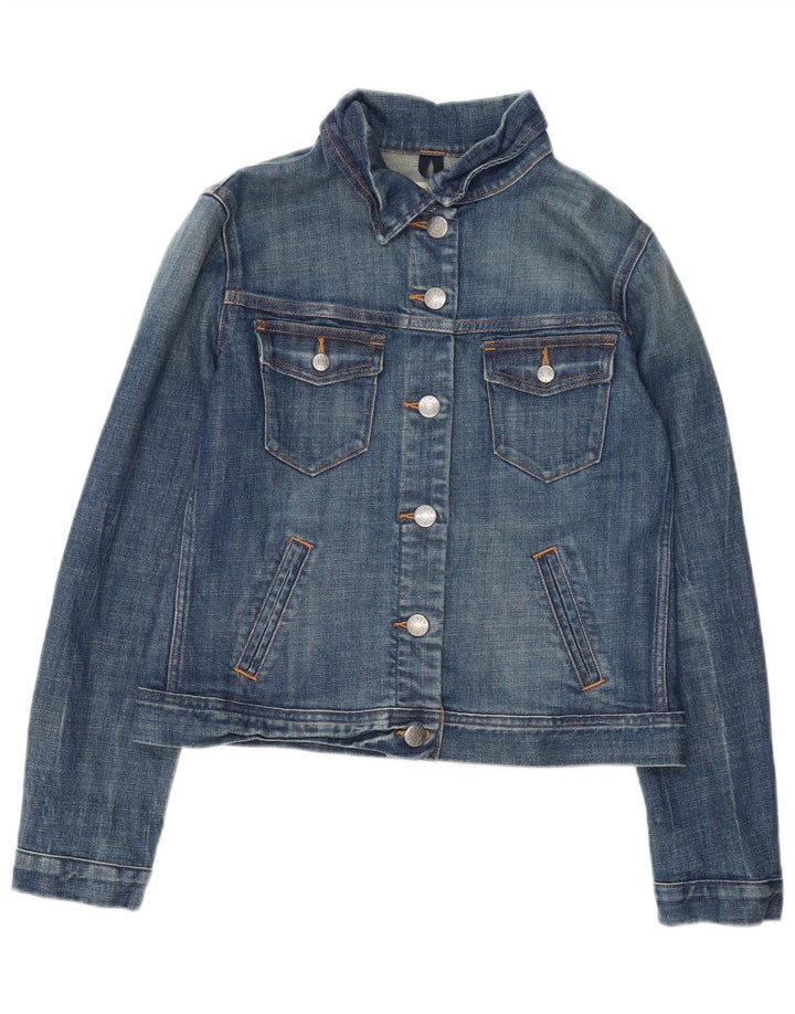 J. CREW Womens Crop Denim Jacket UK 10 Small Blue Cotton