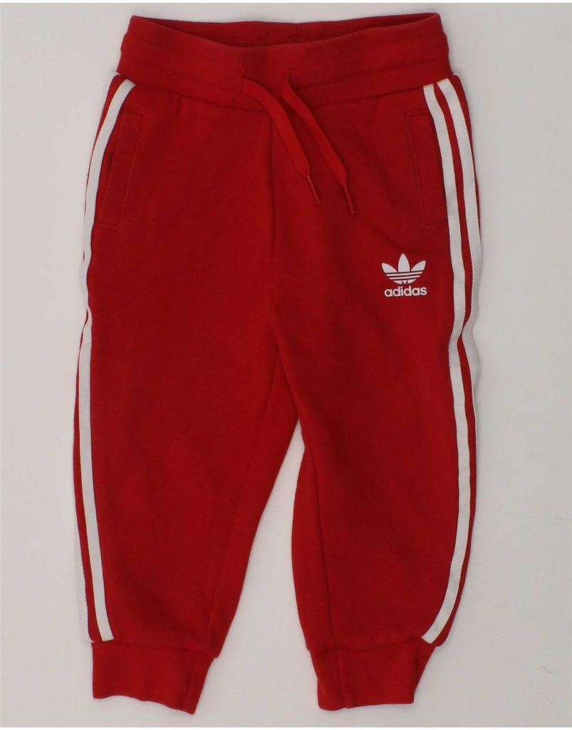 ADIDAS Baby Girls Joggers Tracksuit Trousers 12-18 Months Red Cotton Vintage Adidas and Second-Hand Adidas from Messina Hembry 