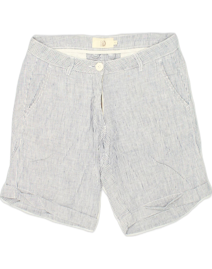 DACK'S Womens Chino Shorts IT 42 Medium W32 Blue Pinstripe Linen | Vintage Dack's | Thrift | Second-Hand Dack's | Used Clothing | Messina Hembry 