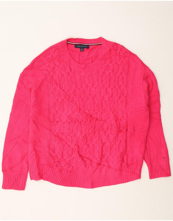 Tommy Hilfiger Womens Crew Neck Jumper Sweater UK 18 XL Pink Acrylic