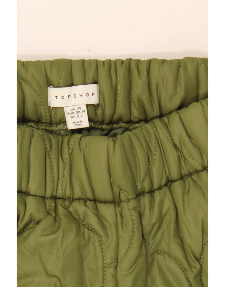 Topshop Womens Quilted Trousers XS W25 L30 Green Polyester