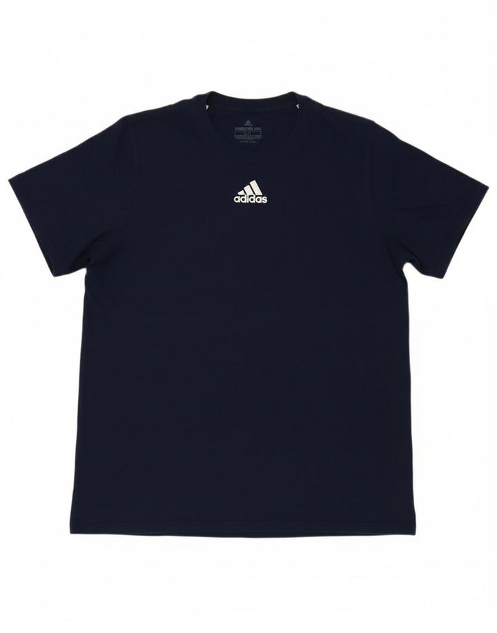 ADIDAS Mens T-Shirt Top Large Navy Blue Cotton
