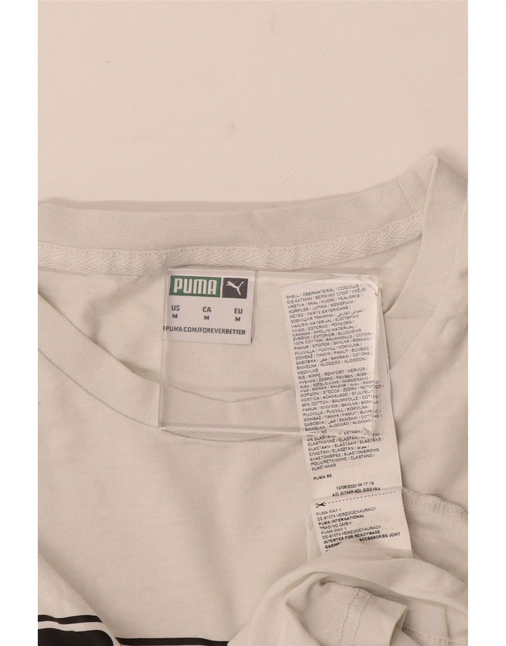 Puma Mens Graphic T-Shirt Top Medium White Cotton