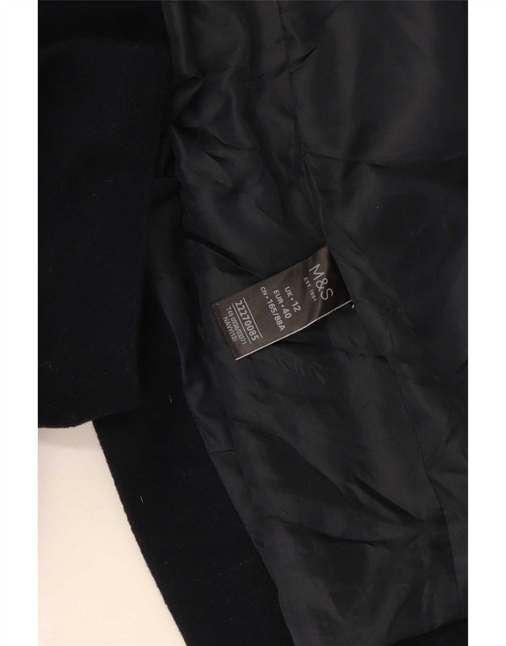 Zara Womens Overcoat UK 12 Medium Navy Blue Wool