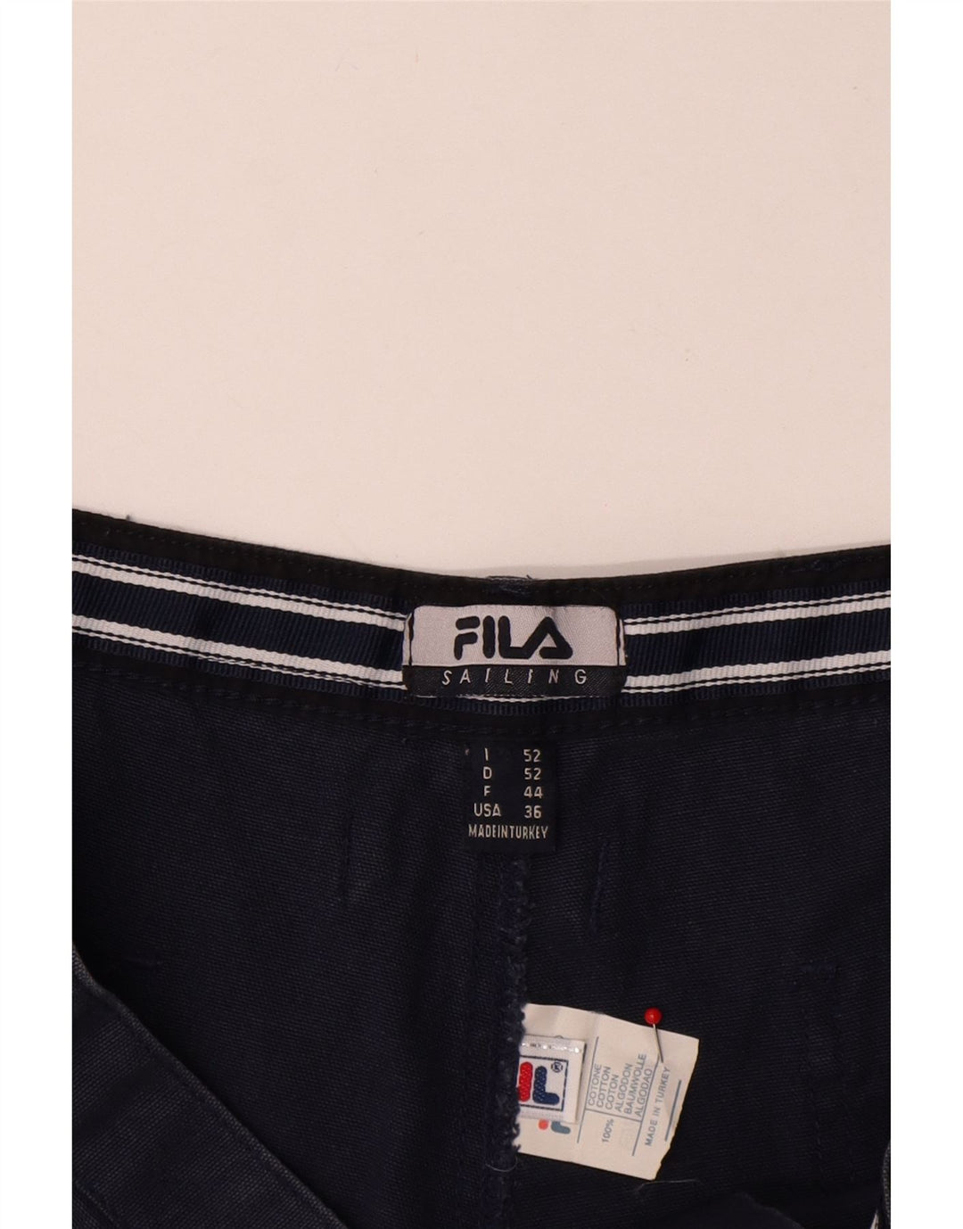 FILA Mens Cargo Shorts IT 52 XL W36 Navy Blue Cotton