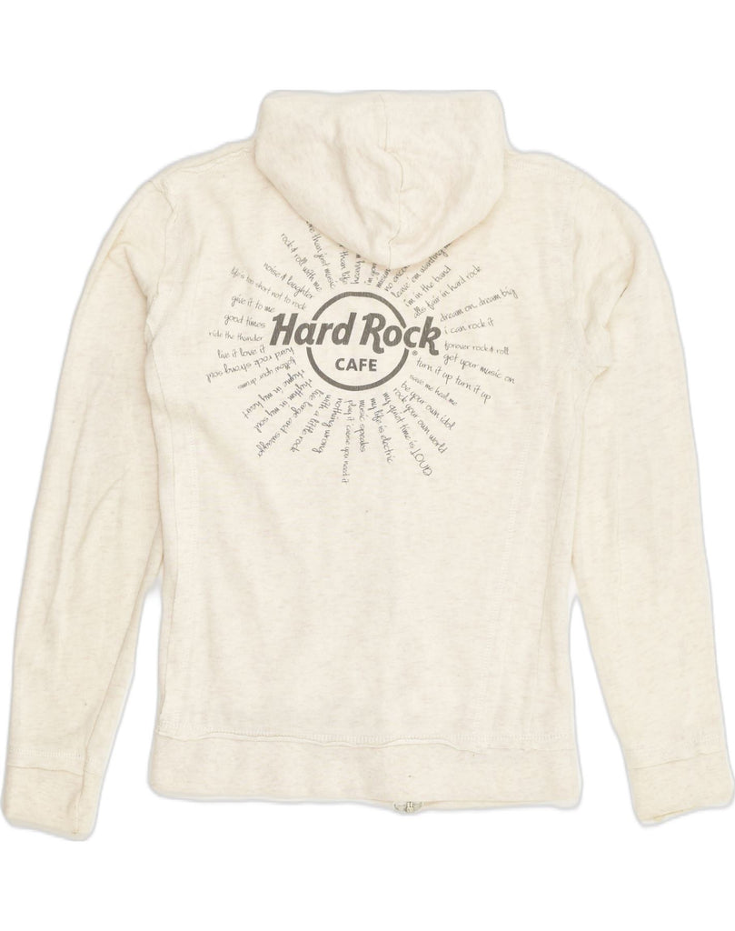 HARD ROCK CAFE Womens Budapest Zip Hoodie Sweater UK 10 Small Off White | Vintage Hard Rock Cafe | Thrift | Second-Hand Hard Rock Cafe | Used Clothing | Messina Hembry 