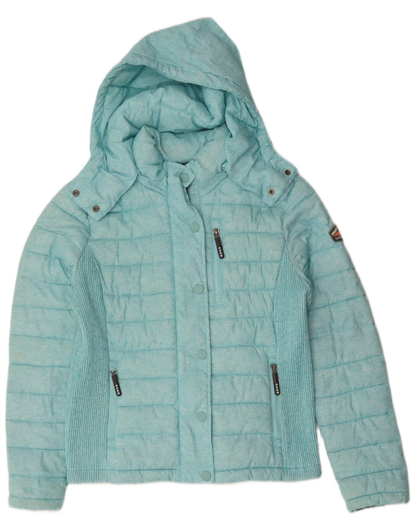 SUPERDRY Womens Hooded Padded Jacket UK 18 XL Turquoise Polyester
