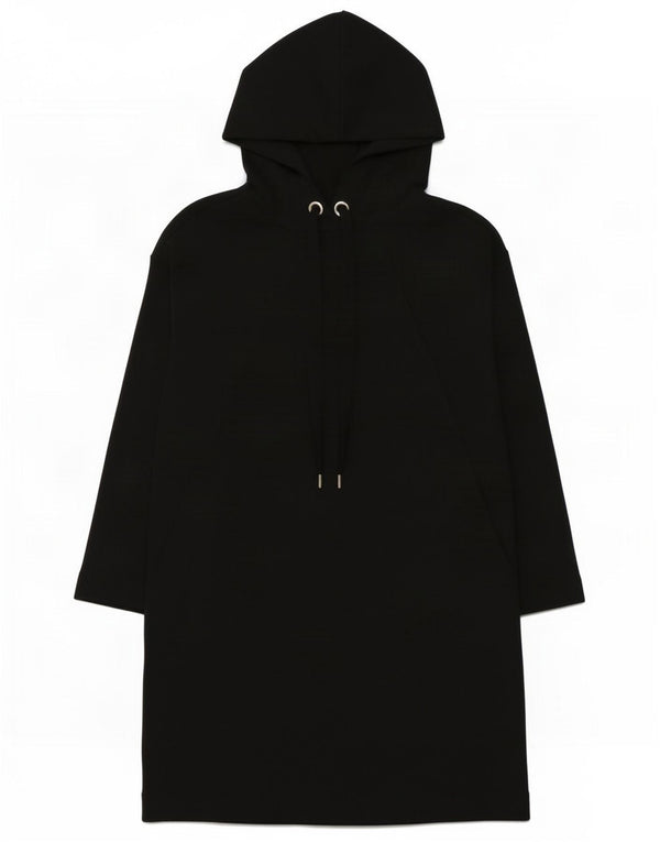 Massimo Dutti Womens Longline Hoodie Dress UK 14 Medium Black Cotton