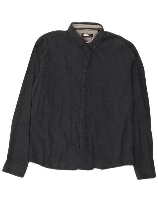 Dkny Mens Shirt XL Navy Blue Cotton