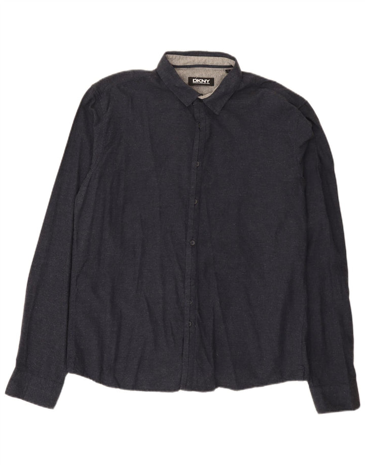 Dkny Mens Shirt XL Navy Blue Cotton