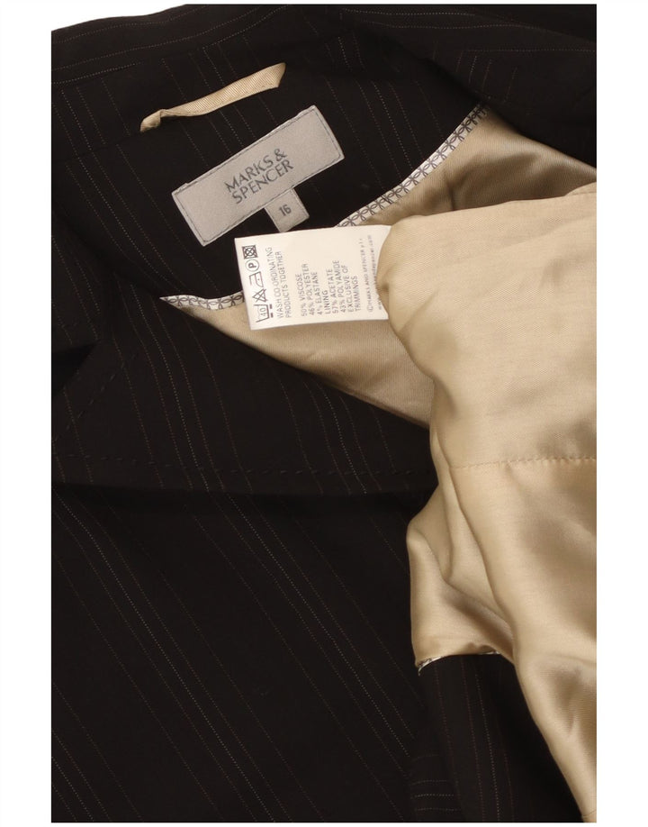 Marks & Spencer Womens 2 Button Blazer Jacket UK 16 Large Black Striped