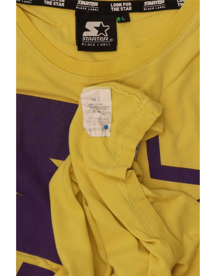 Starter Mens Graphic T-Shirt Top Large Yellow Cotton