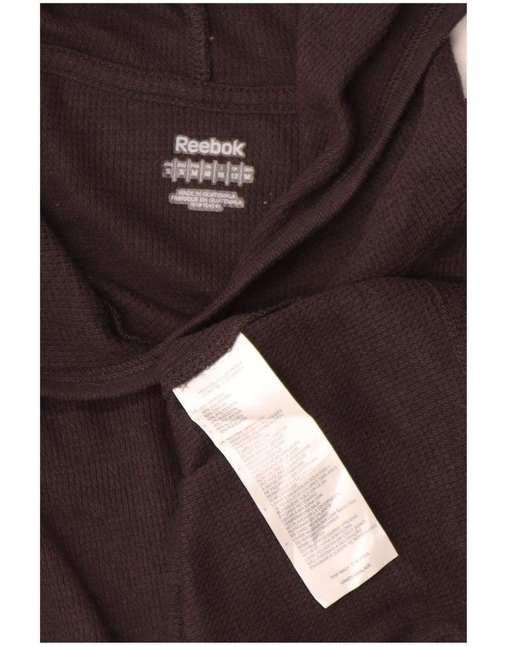Reebok Womens Hooded Top Long Sleeve UK 12 Medium Brown Cotton