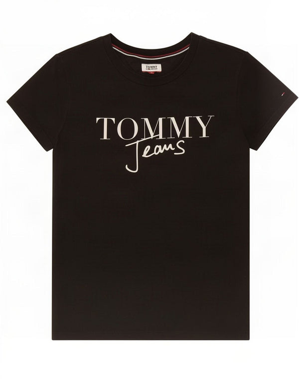 Tommy Hilfiger Womens Graphic T-Shirt Top UK 12 Medium Black