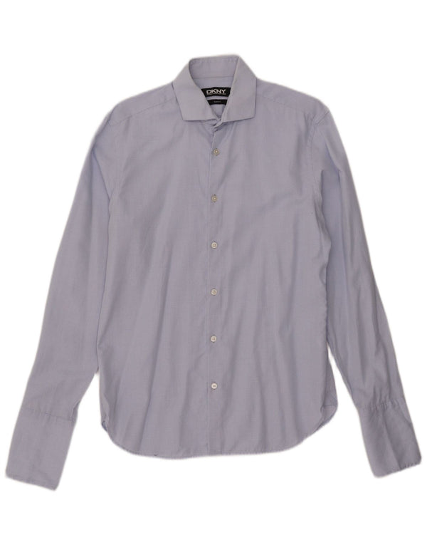 Dkny Mens Slim Fit Formal Shirt Size 15 1/2 Medium Blue Check