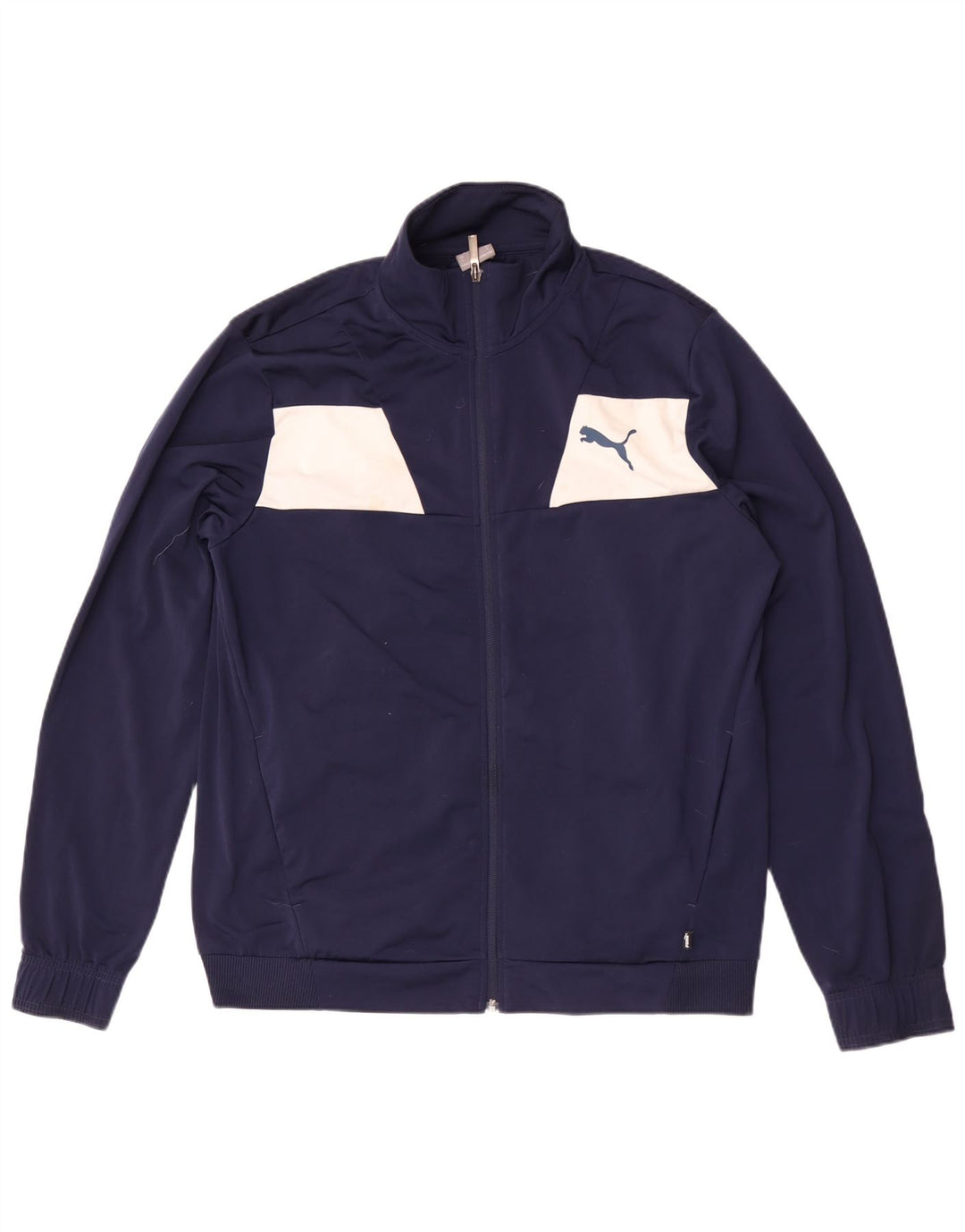 Puma Mens Tracksuit Top Jacket Large Navy Blue Colourblock Polyester