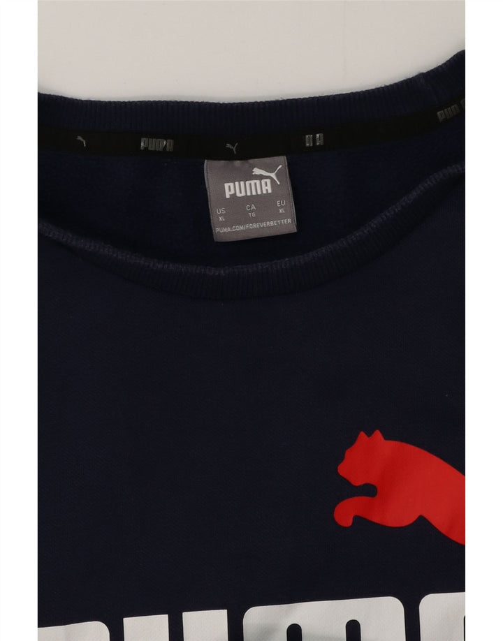Puma Mens Graphic Sweatshirt Jumper XL Navy Blue