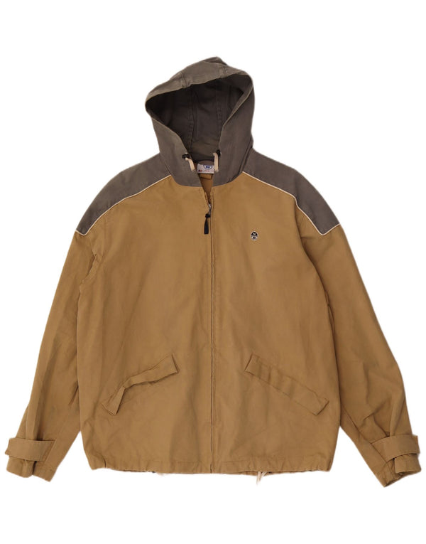 North Sails Mens Hooded Windbreaker Jacket UK 42 XL Brown Colourblock
