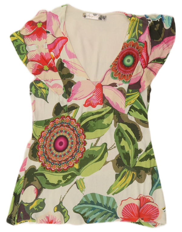 Desigual Womens Blouse Top UK 18 XL Multicoloured Floral