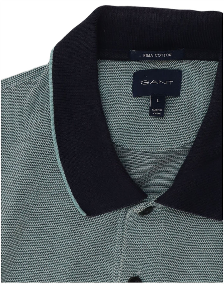 Gant Mens Rugby Polo Shirt Large Blue Cotton