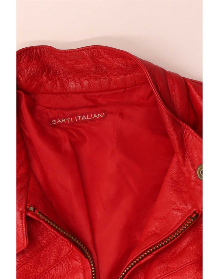 Vintage Womens Leather Racer Jacket IT 44 Medium Red Leather