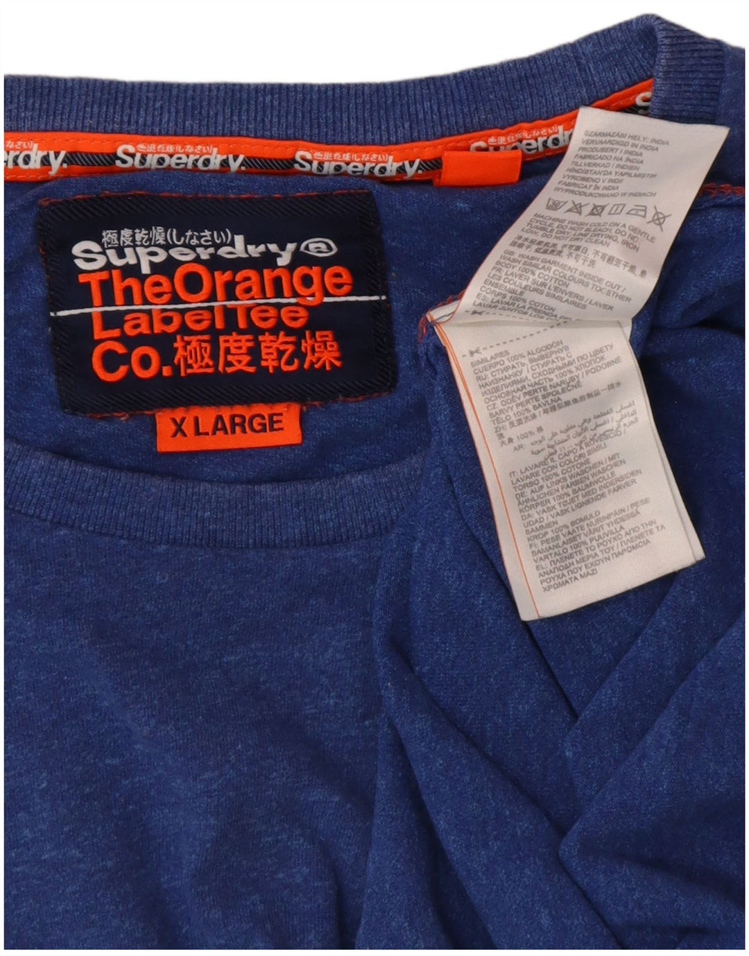 SUPERDRY Mens T-Shirt Top XL Blue Flecked Cotton