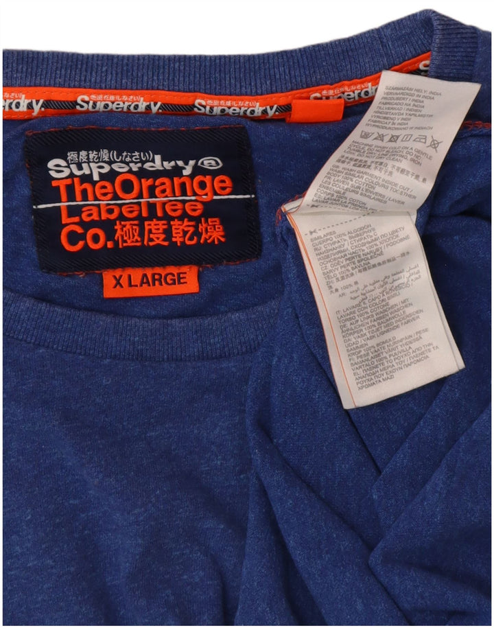 SUPERDRY Mens T-Shirt Top XL Blue Flecked Cotton