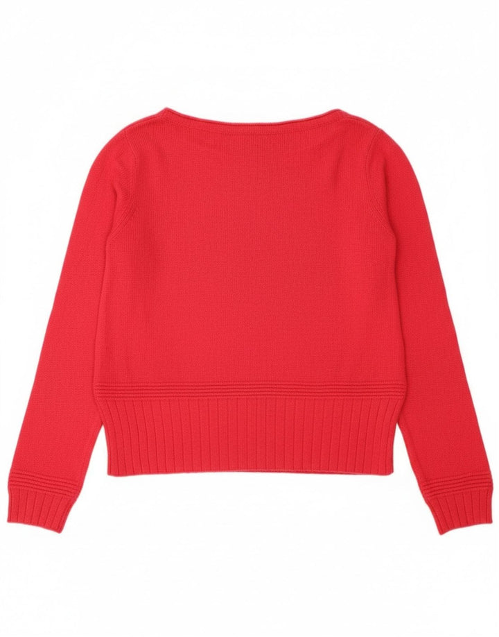 Armani Jeans Womens Crop Boat Neck Jumper Sweater UK 14 Medium Pink