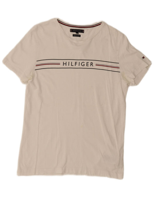 Tommy Hilfiger Mens Graphic T-Shirt Top Medium White Cotton