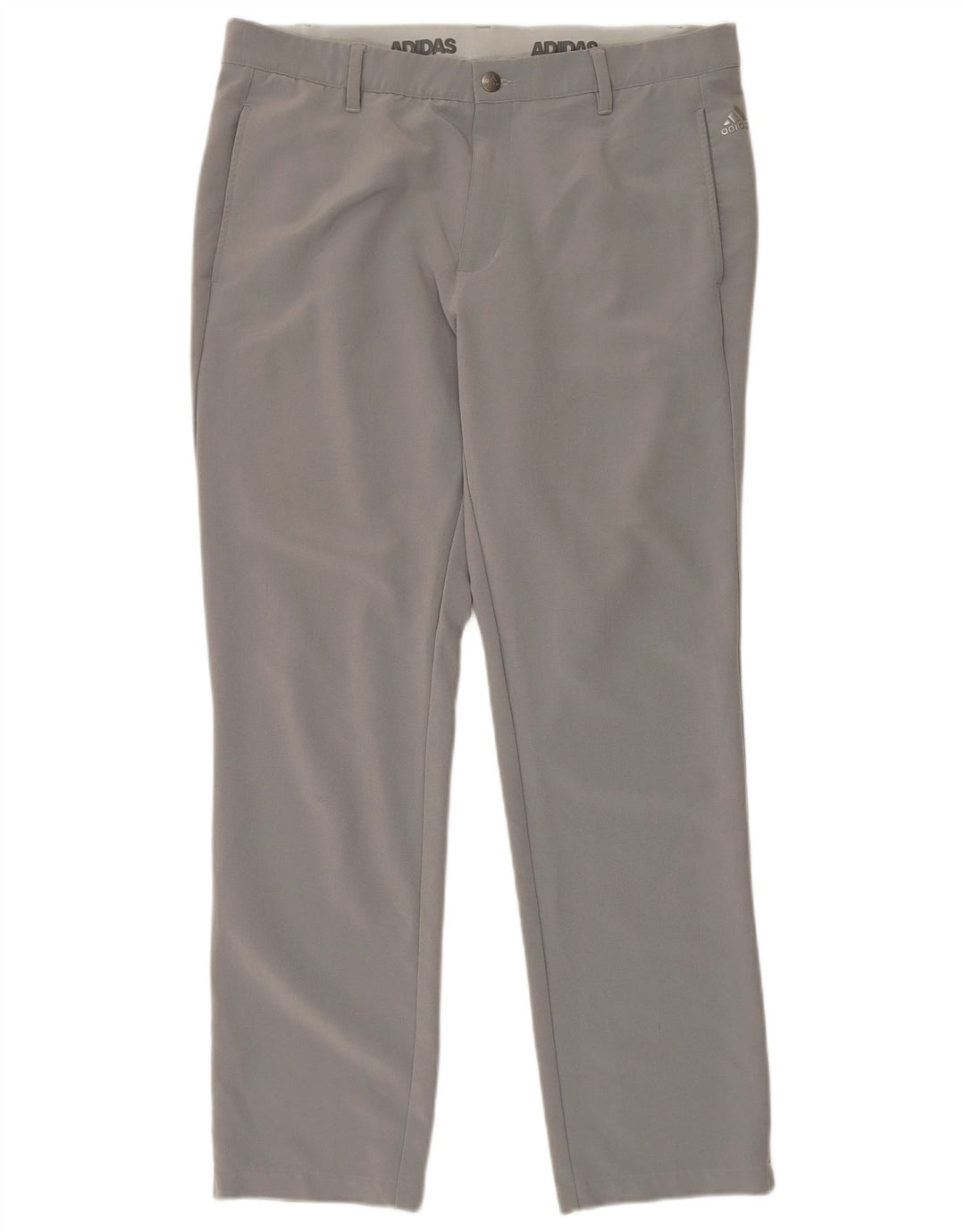 ADIDAS Mens Slim Chino Trousers W36 L29 Grey Polyester