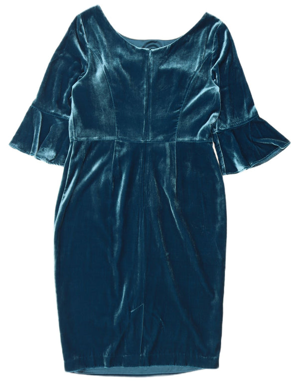 Boden Womens 3/4 Sleeve Velour Sheath Dress UK 12 Medium Blue Viscose