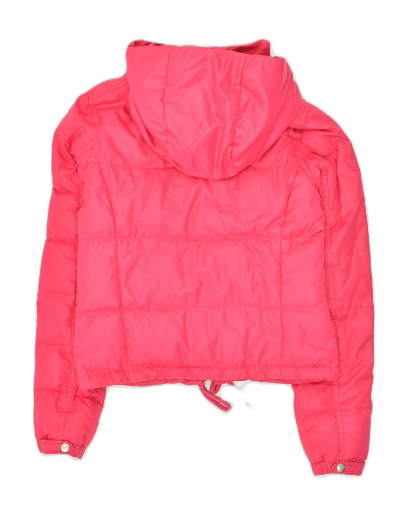 HOLLISTER Womens Hooded Padded Jacket UK 10 Small Pink Polyester | Vintage Hollister | Thrift | Second-Hand Hollister | Used Clothing | Messina Hembry 