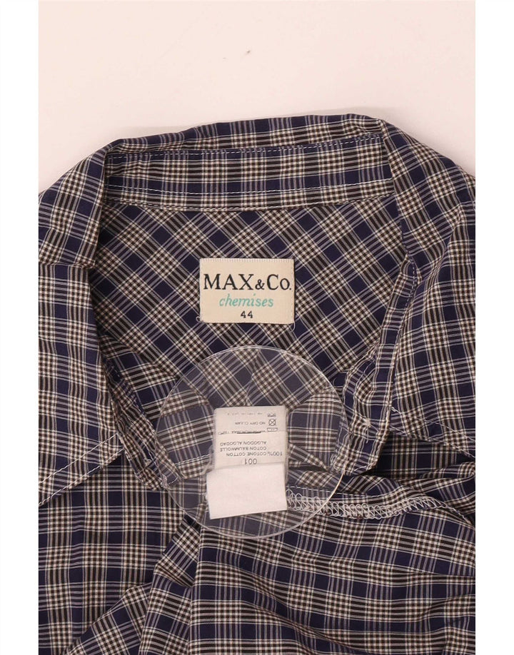 Max & Co. Womens Shirt UK 14 Medium Navy Blue Check Cotton