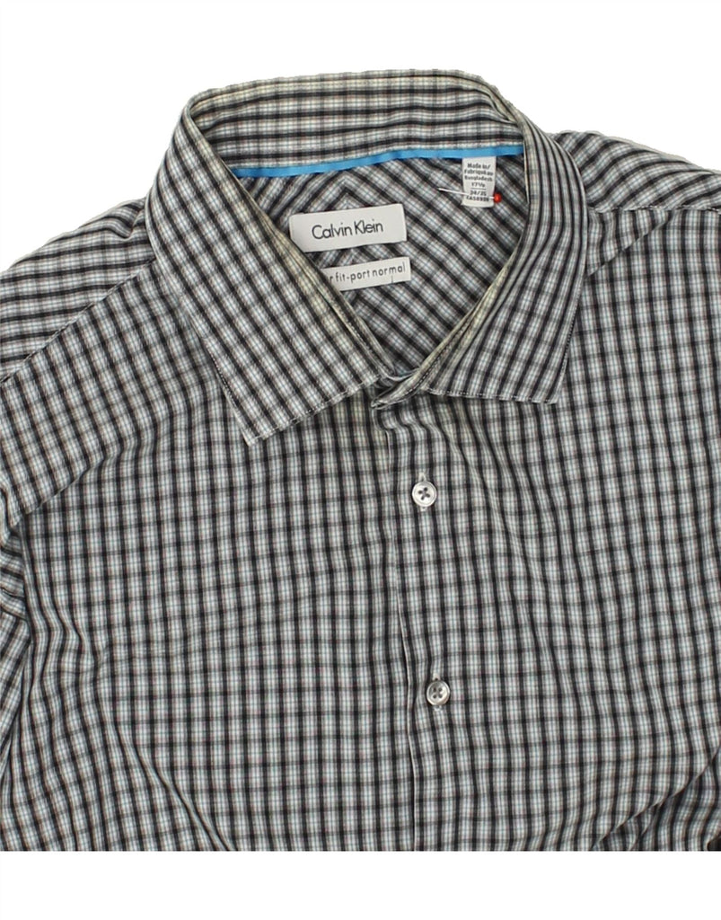 CALVIN KLEIN Mens Shirt Size 17 1/2 XL Grey Check Cotton | Vintage Calvin Klein | Thrift | Second-Hand Calvin Klein | Used Clothing | Messina Hembry 