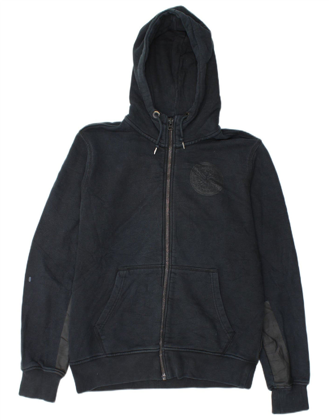 Nike Mens Graphic Zip Hoodie Sweater Medium Navy Blue Colourblock Cotton