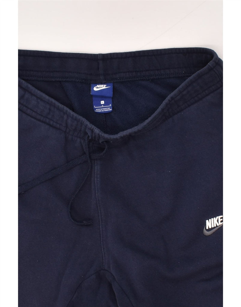 NIKE Mens Tracksuit Trousers Joggers Large Navy Blue Cotton | Vintage Nike | Thrift | Second-Hand Nike | Used Clothing | Messina Hembry 