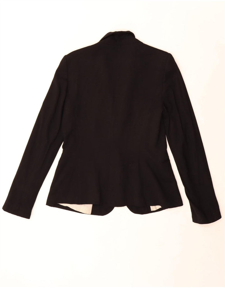 Zara Womens 1 Button Blazer Jacket UK 16 Large Black Viscose