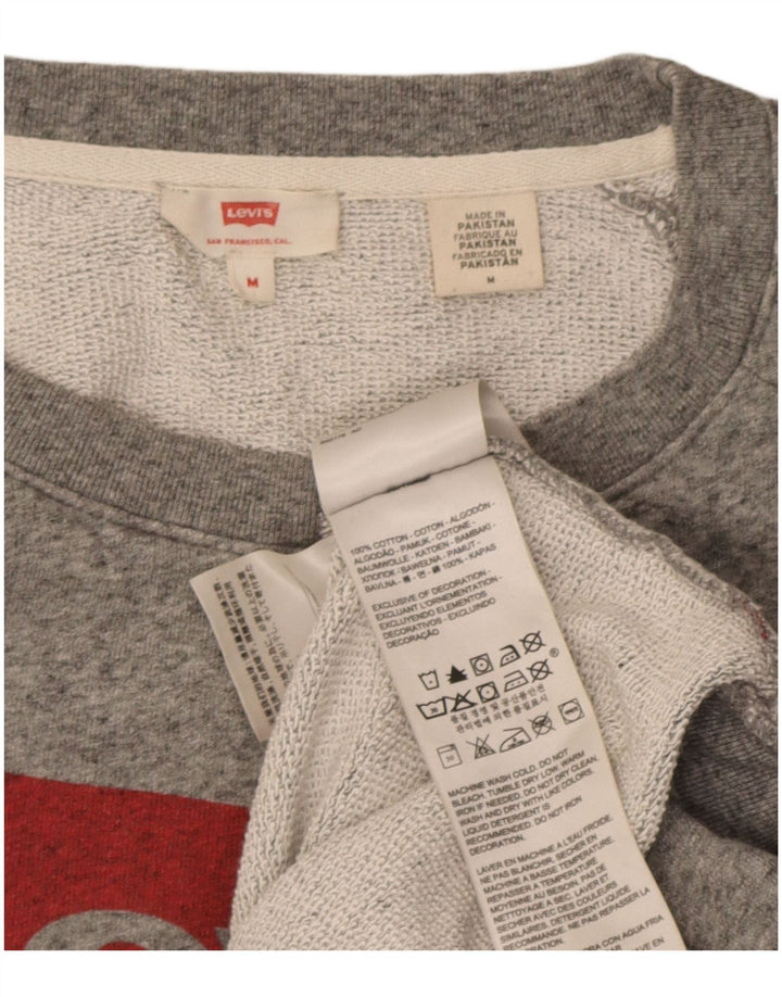 Levi's Mens Graphic Sweatshirt Jumper Medium Grey Flecked Cotton