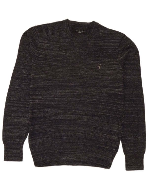 All Saints Mens Crew Neck Jumper Sweater XS Grey Flecked Cotton