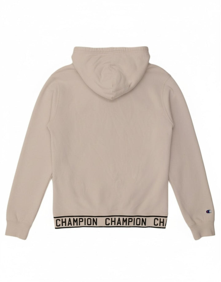 CHAMPION Mens Graphic Hoodie Jumper Small White Cotton