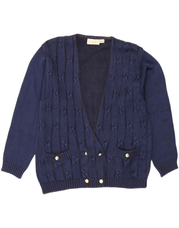 Vintage Womens Double Breasted Cardigan Sweater EU 42/44 Large Navy Blue
