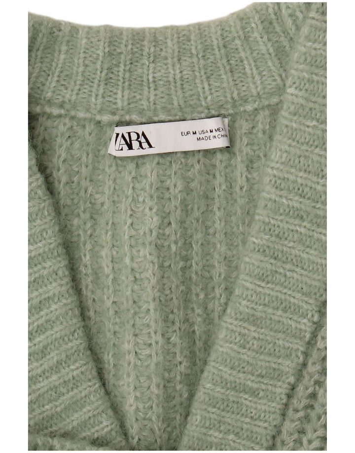 Zara Womens Oversized Cardigan Sweater UK 14 Medium Green