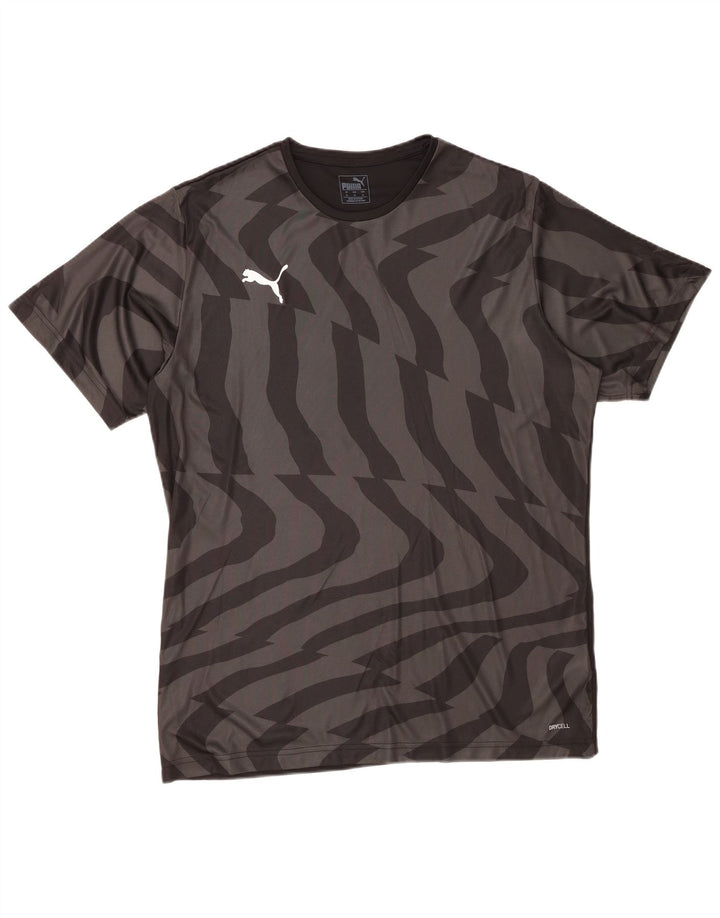 PUMA Mens T-Shirt Top XL Black Striped Polyester