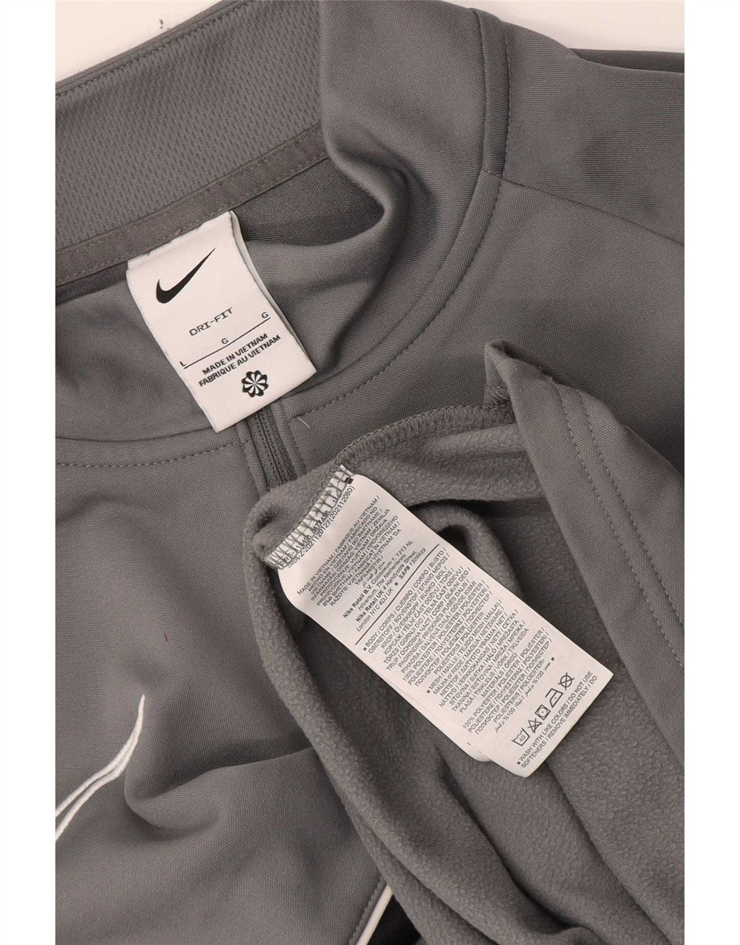 Nike Mens Dri Fit Zip Neck Pullover Tracksuit Top Large Grey Colourblock