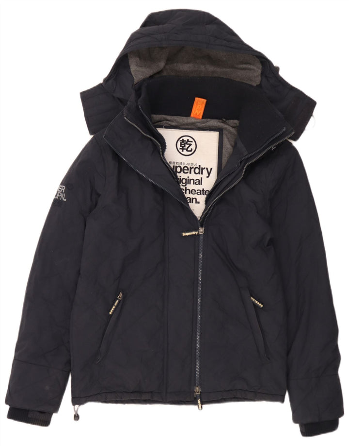 Superdry Mens Hooded Windbreaker Jacket UK 36 Small Navy Blue Nylon