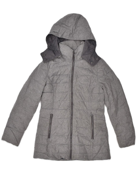 NAUTICA Womens Hooded Padded Jacket UK 14 Medium Grey Polyester